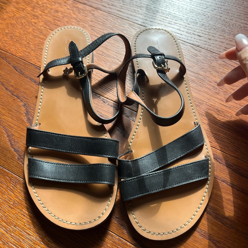 Coach black leather sandals